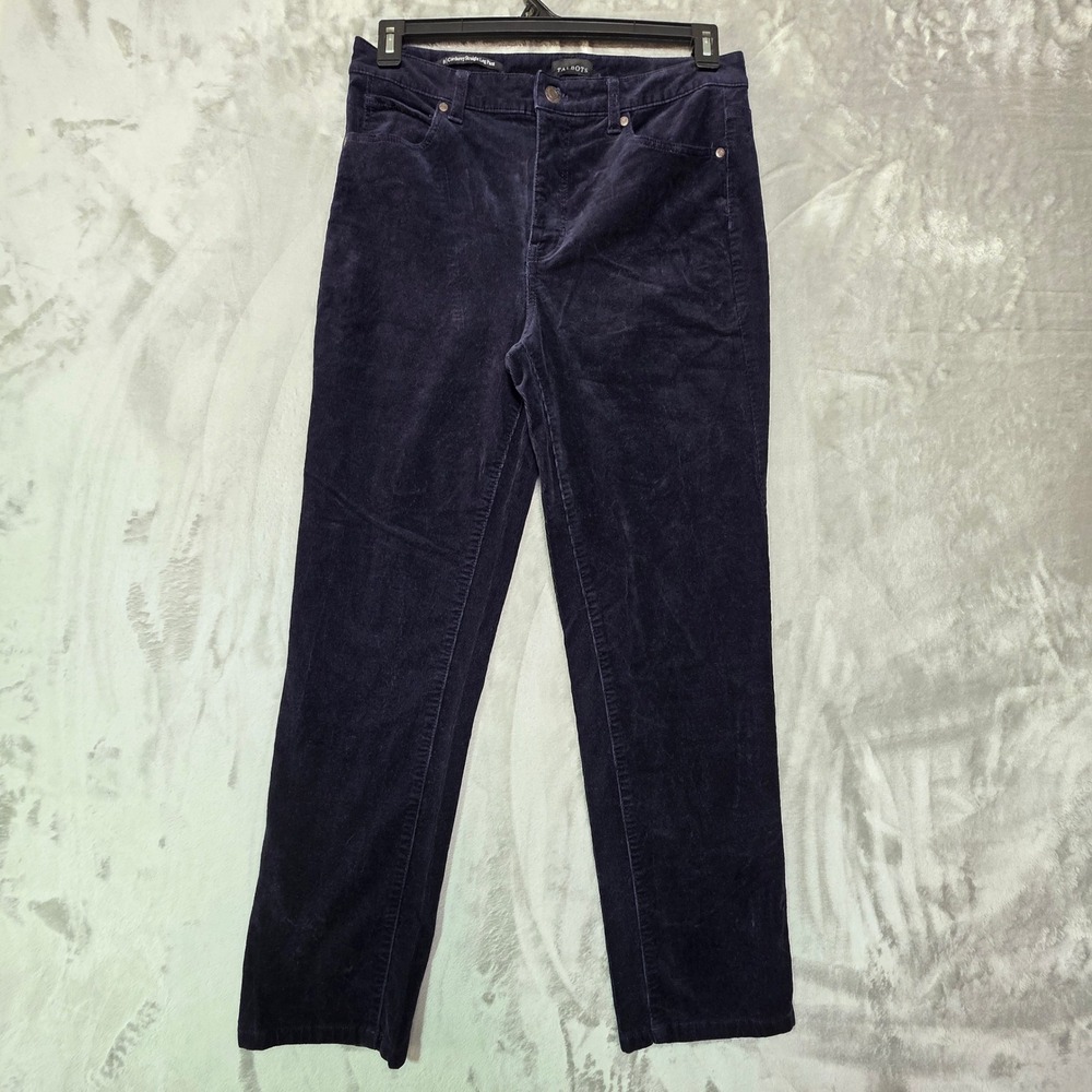 Talbots Womens Navy Blue Corduroy Straight Leg Pants Size 8 Stretch Cotton